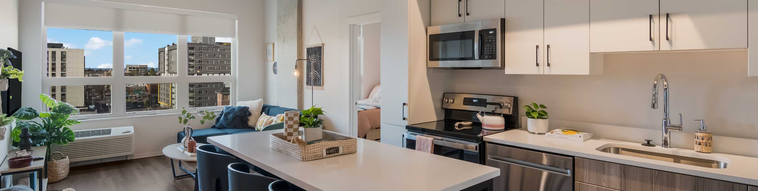 A kitchen with modern appliances