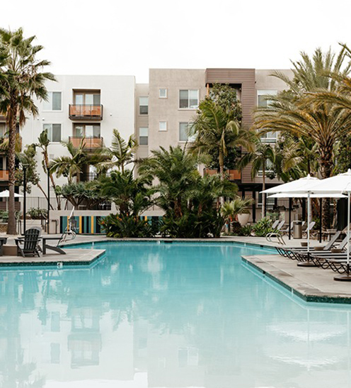 A resort-style swimming pool