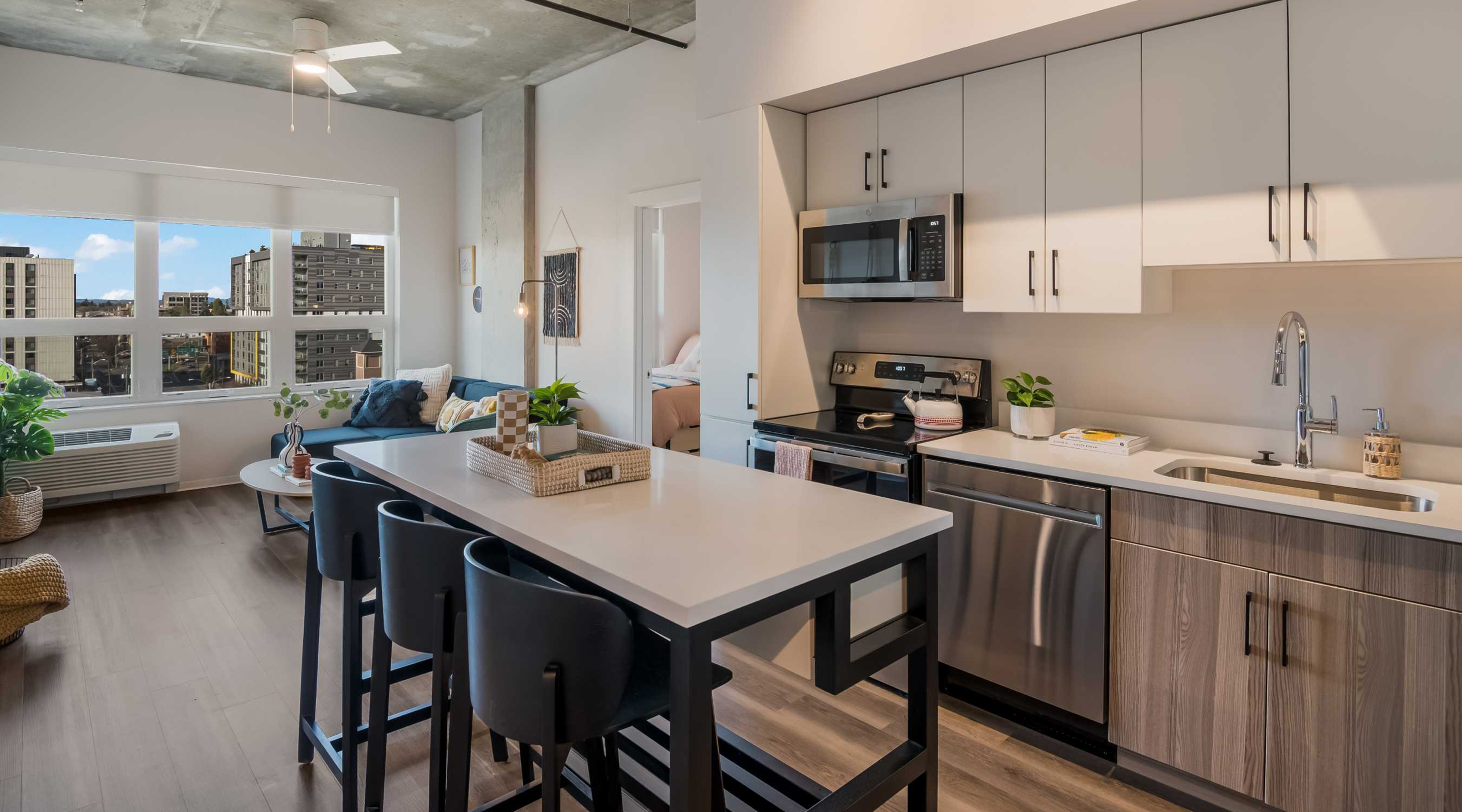 A kitchen with modern appliances